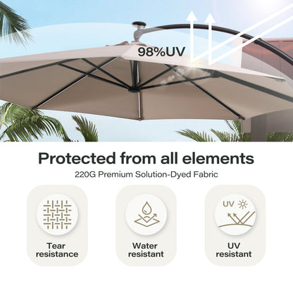 LAUSAINT HOME 9 Ft Patio Umbrella Outdoor, Aluminum Offset Umbrella with 360-degree Rotation for Backyard, Pool, Lawn,Beige