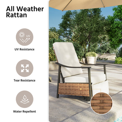 LAUSAINT HOME Outdoor Recliner Chair with Adjustable Back and Footrest