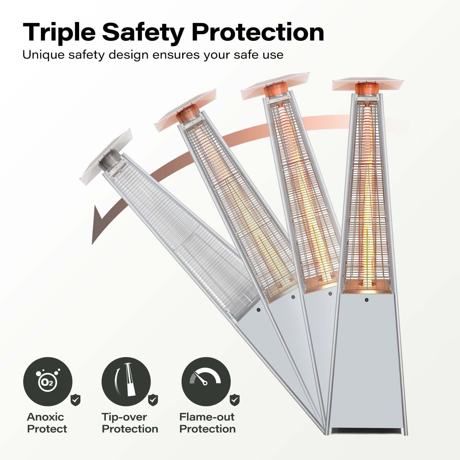 LAUSAINT HOME Pyramid Patio Heater, 48,000 BTU Outdoor Patio Heaters for Outdoor Use