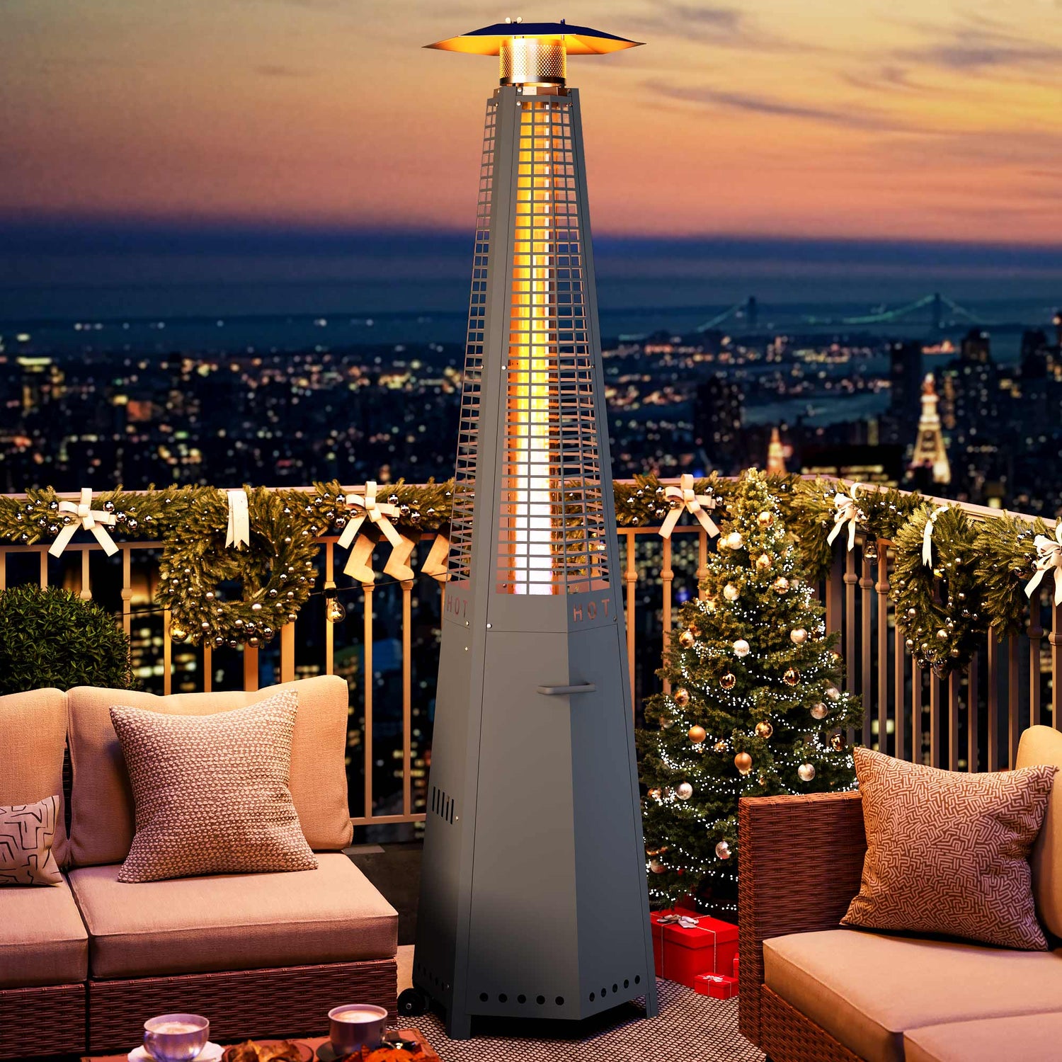 LAUSAINT HOME Pyramid Patio Heater, 48,000 BTU Outdoor Patio Heaters for Outdoor Use