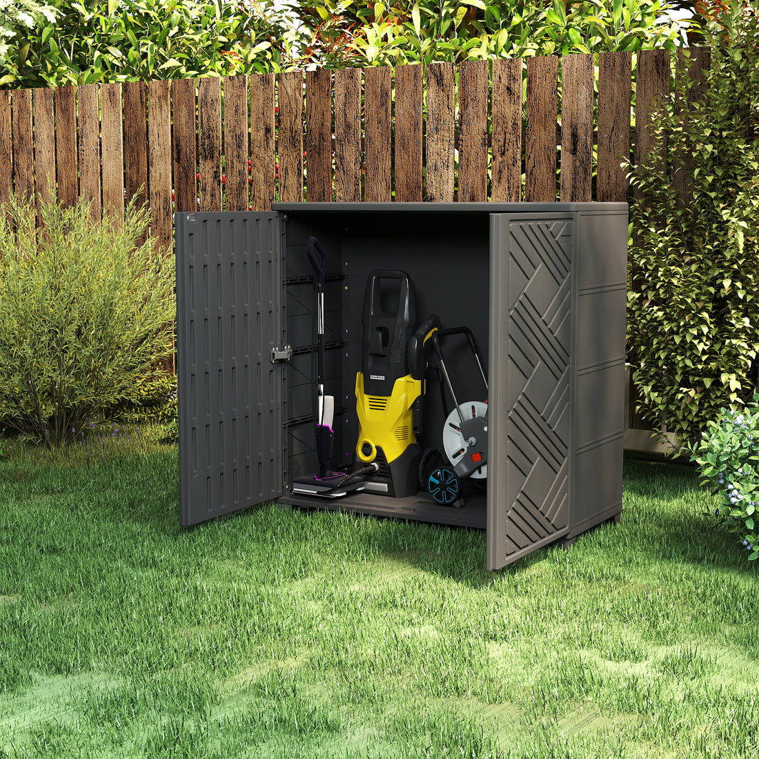 LAUSAINT HOME Decksplore Outdoor Storage Shed Weather Resistance, Horizontal Outdoor Storage Box Cabinet (No Shelves)