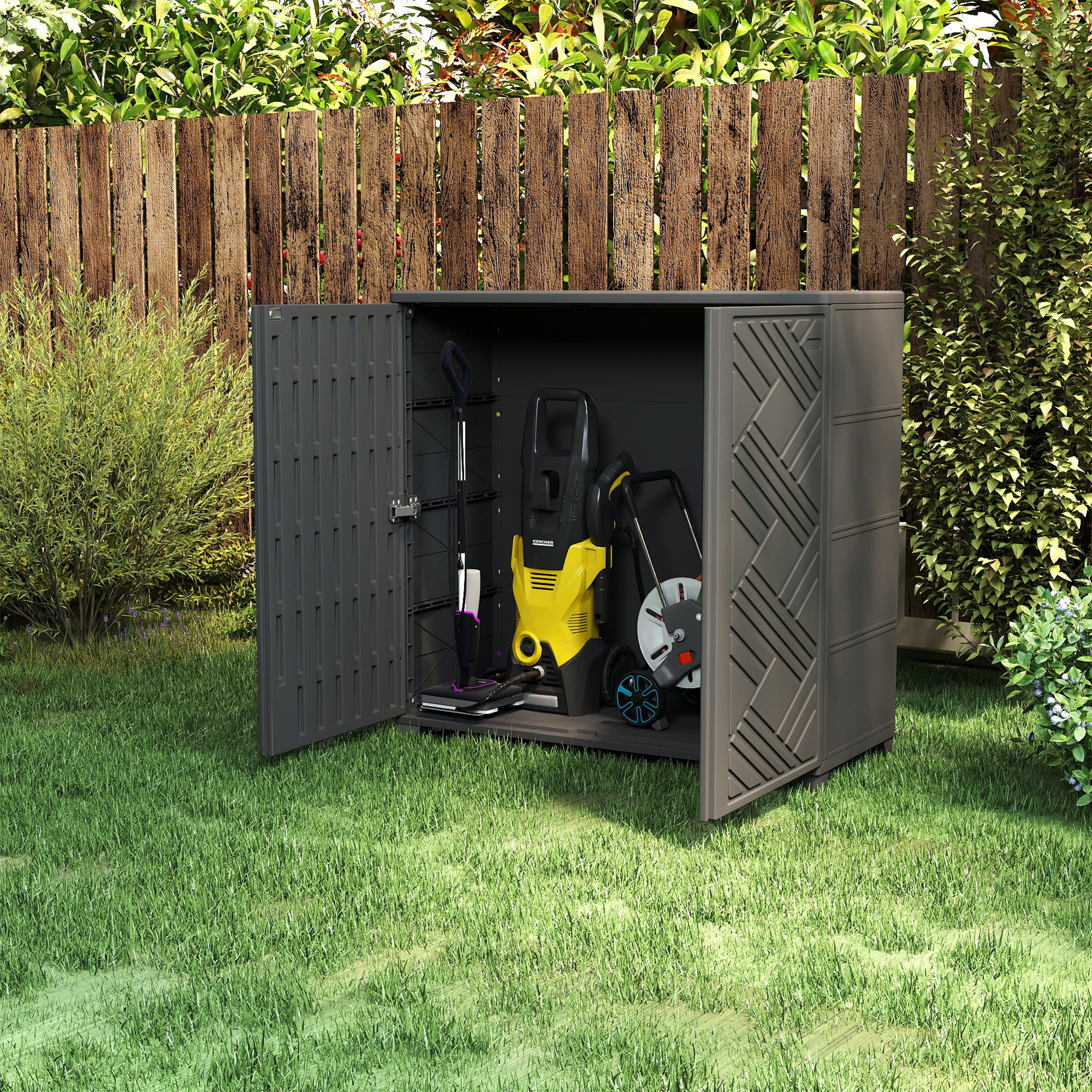 LAUSAINT HOME Decksplore Outdoor Storage Shed Weather Resistance, Horizontal Outdoor Storage Box Cabinet (No Shelves)