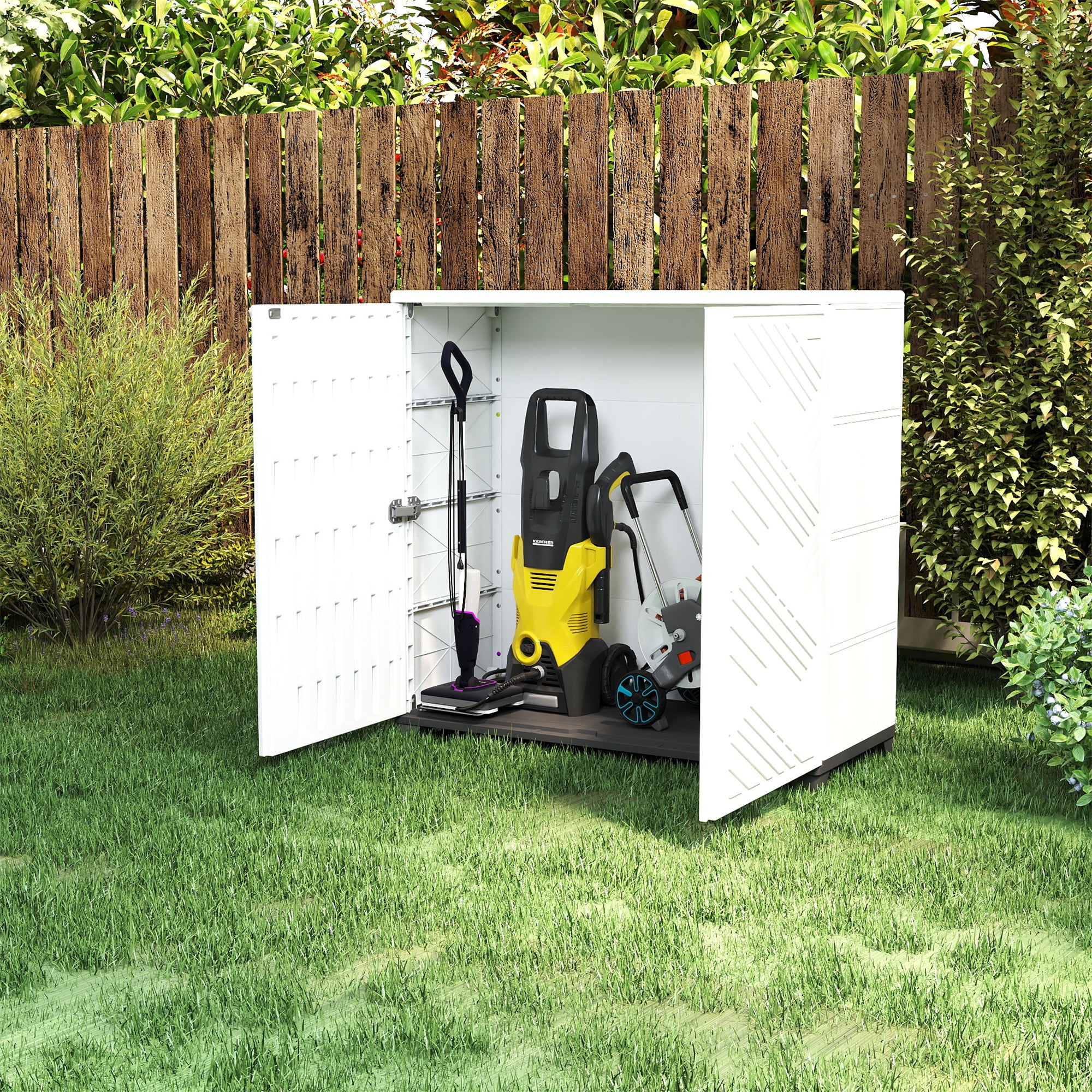 LAUSAINT HOME Decksplore Outdoor Storage Shed Weather Resistance, Horizontal Outdoor Storage Box Cabinet (No Shelves)