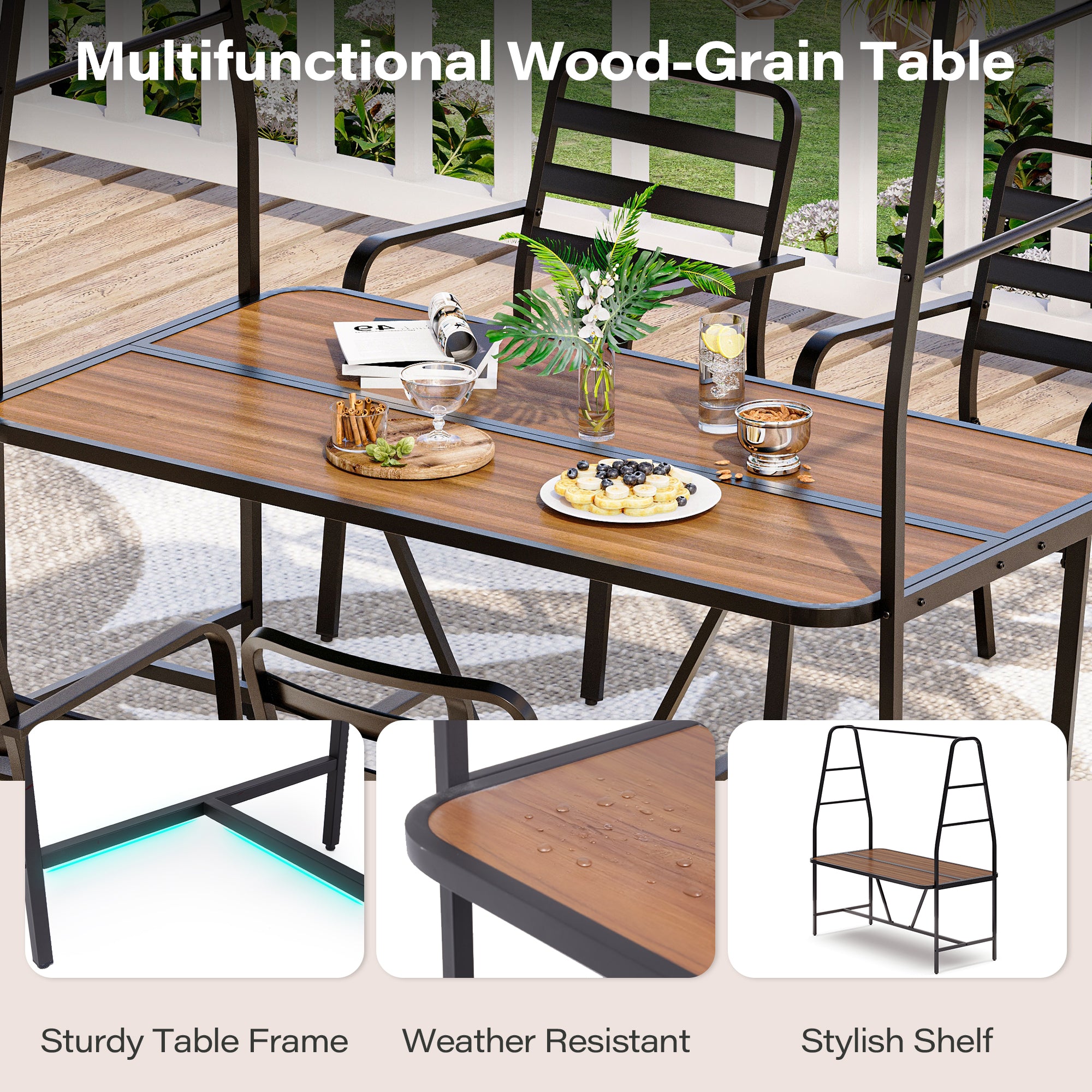 LAUSAINT HOME Christmas A-Frame Outdoor Dining Table Set for 4 with 4 Hooks