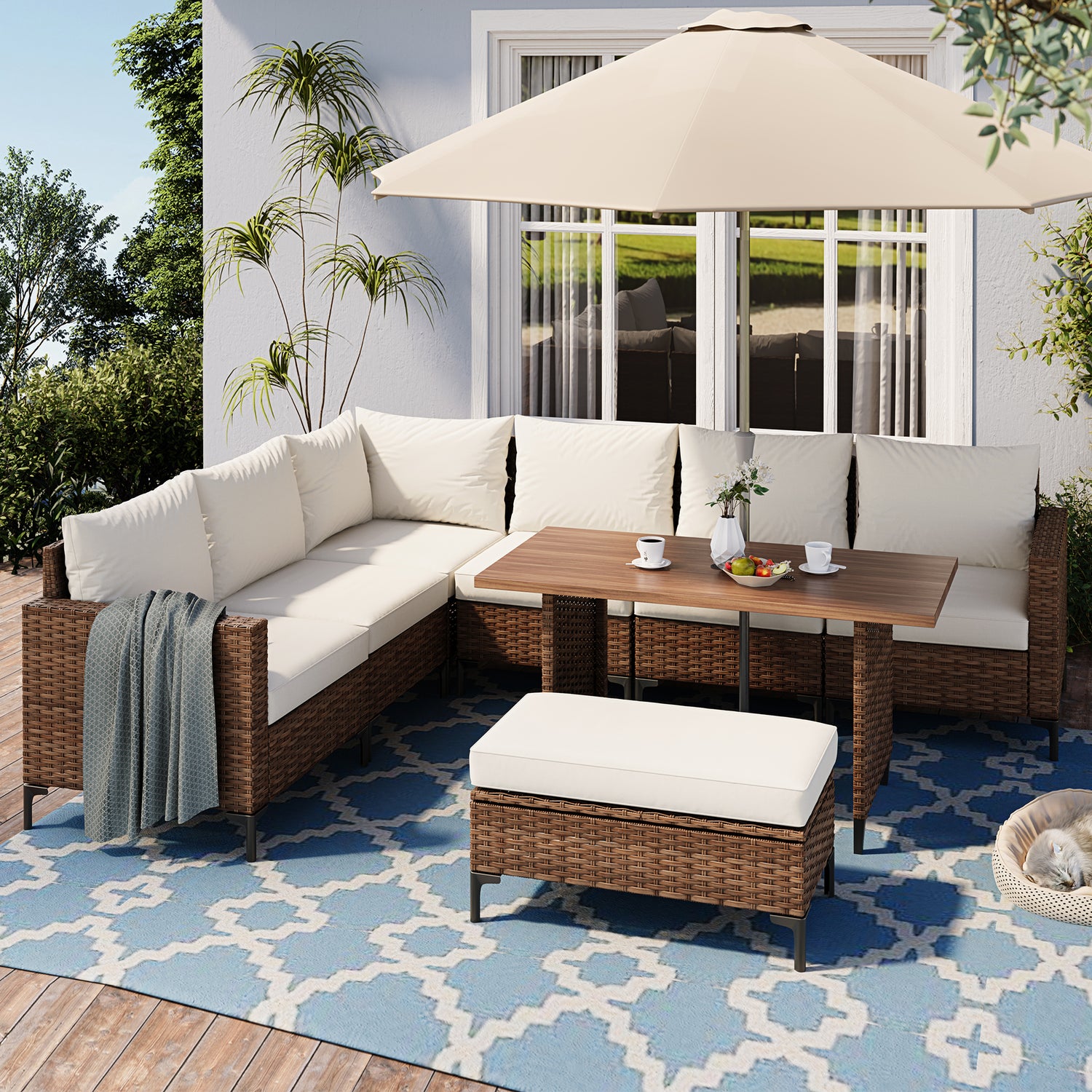 8 Pieces Outdoor Patio Furniture Sets