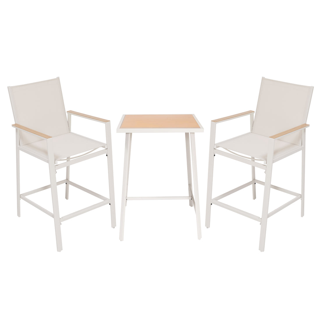 LAUSAINT HOME 3-Piece Patio Bar Set, All Weather Textilene Bar Height Table and Chairs Set