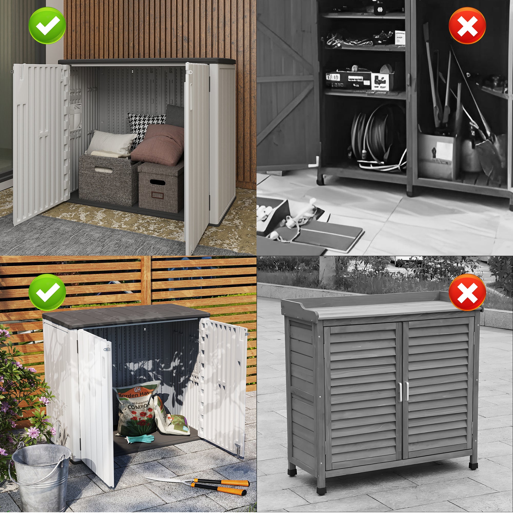 LAUSAINT HOME Vertical Storage Shed, Outdoor Storage Cabinet Resin Waterproof for Garden, Patio, Backyard