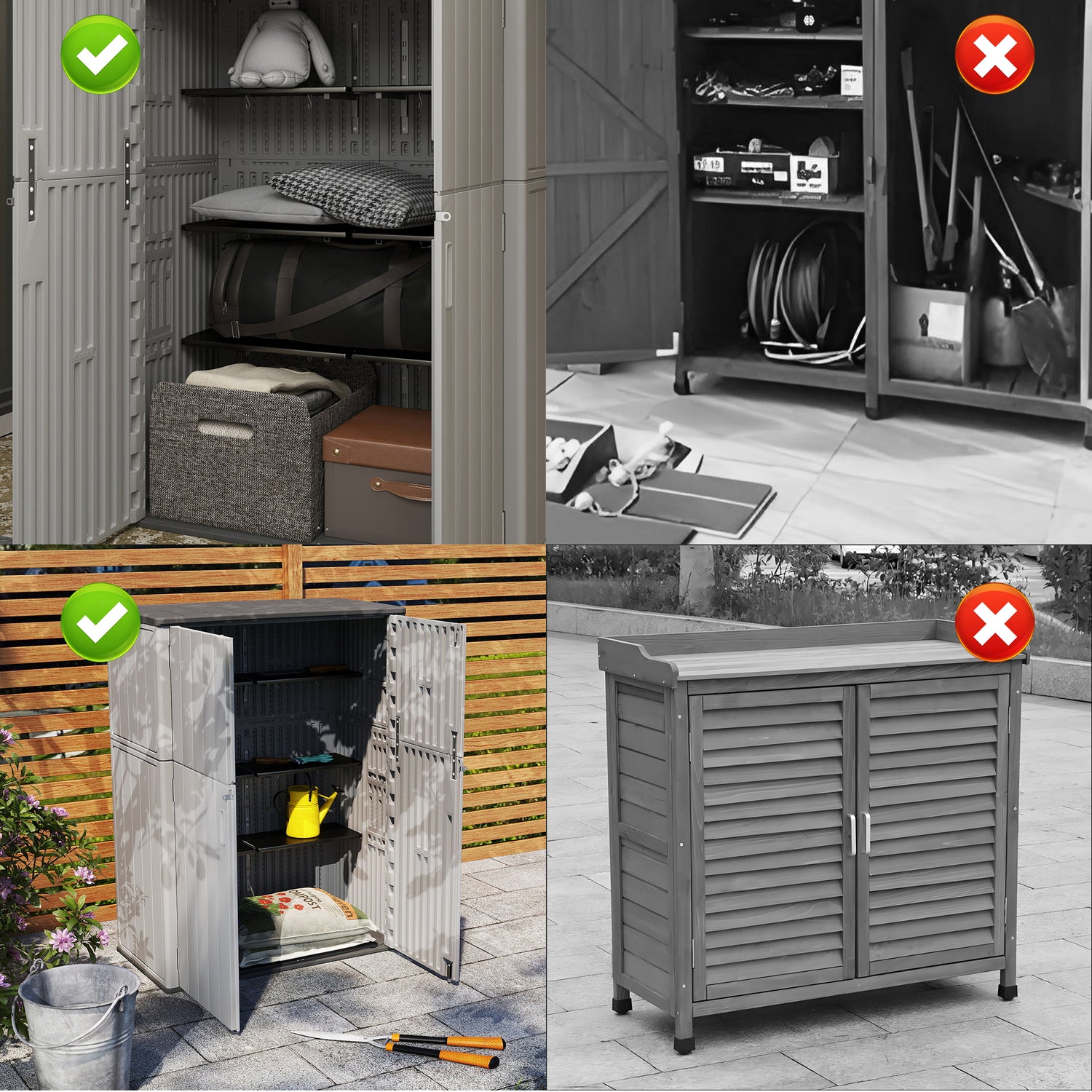 LAUSAINT HOME Vertical Storage Shed, Outdoor Storage Cabinet Resin Waterproof for Garden, Patio, Backyard