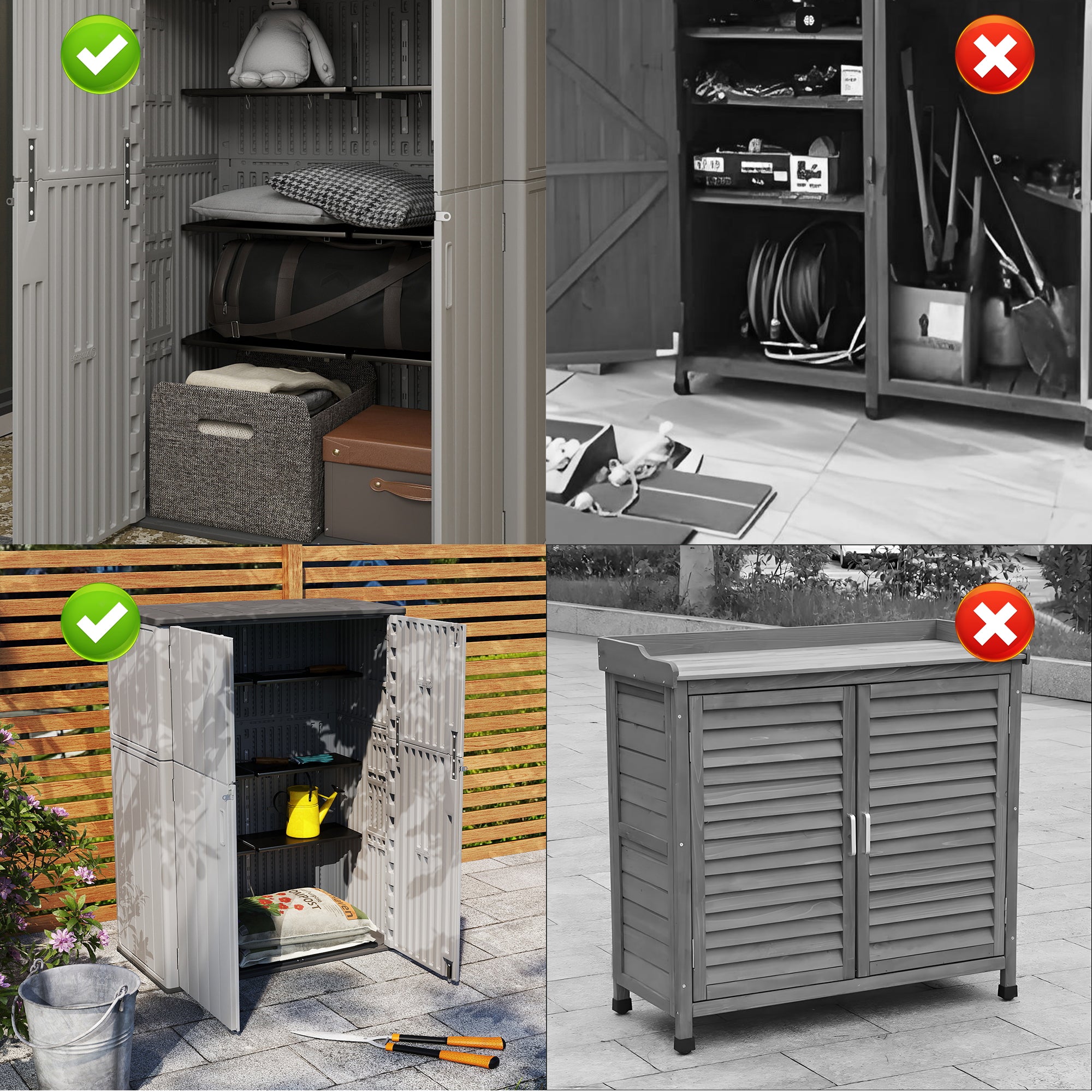 LAUSAINT HOME Vertical Storage Shed, Outdoor Storage Cabinet Resin Waterproof for Garden, Patio, Backyard