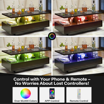 Lausaint Home Indoor Modern LED Coffee Table with Remote &amp; App Control