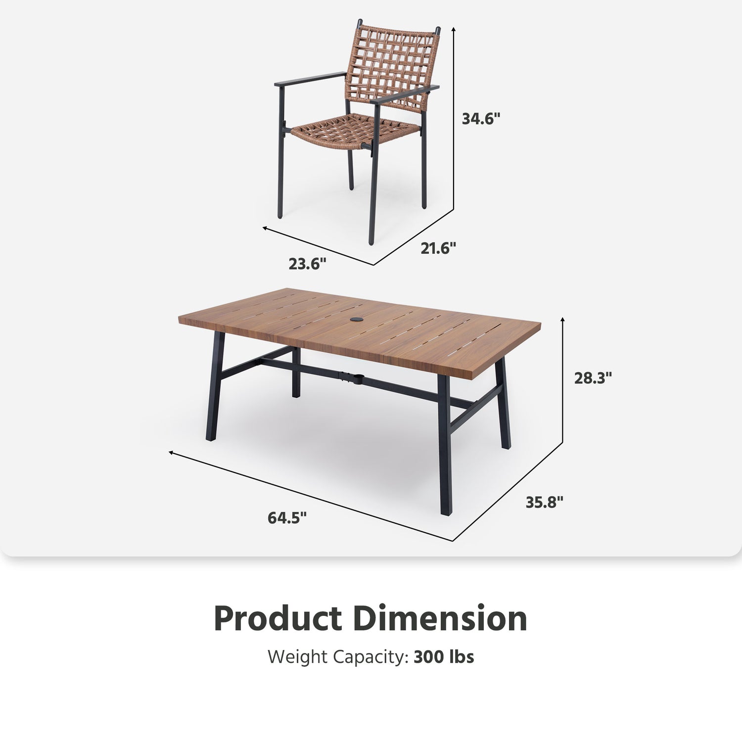 7 Pieces Outdoor Rattan Patio Dining Set