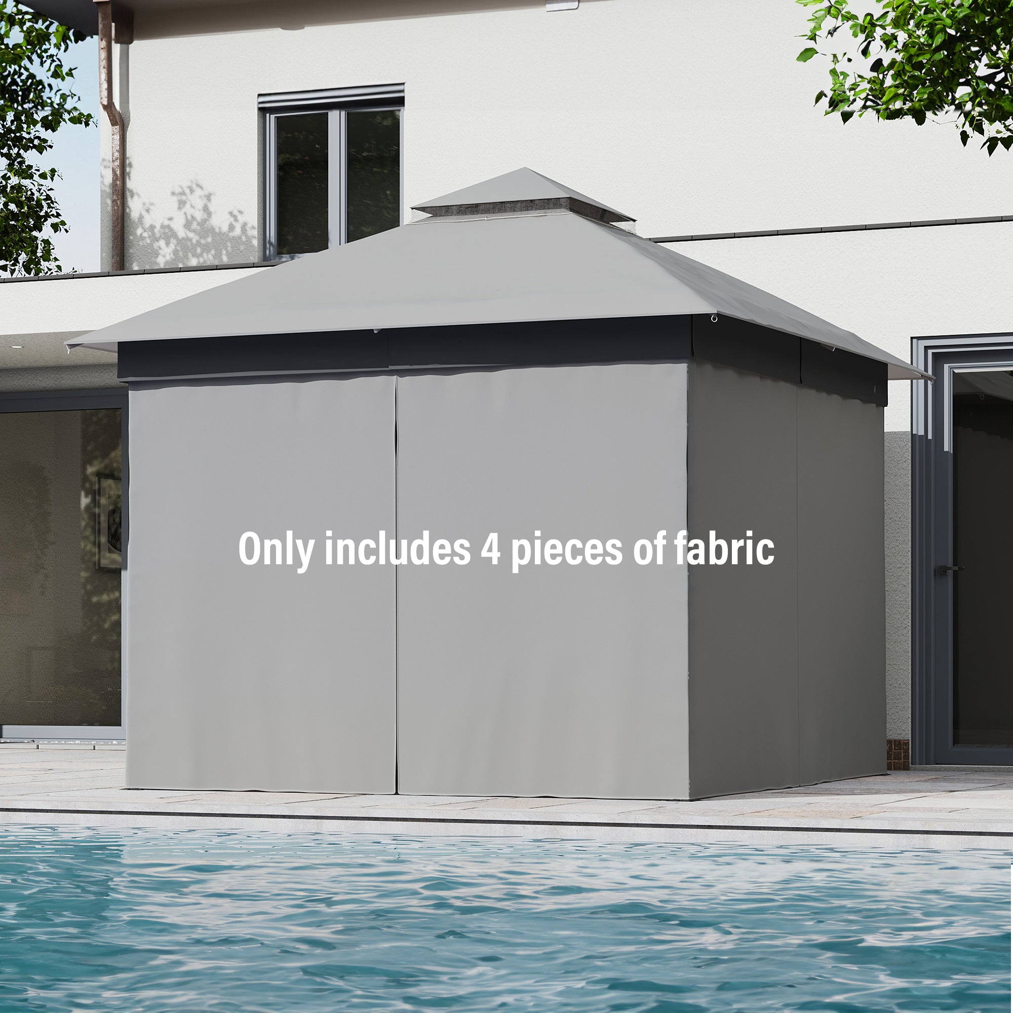 LAUSAINT HOME Gazebo Privacy Curtain with Zipper and 4-Panels Side Wall Universal Replacement