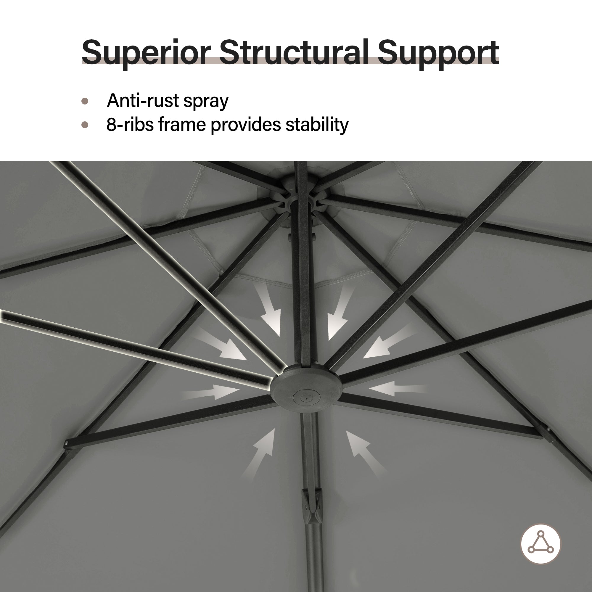 LAUSAINT HOME 10 Ft Outdoor Patio Umbrella with Solar Lights, Large Cantilever Umbrella Windproof Offset Patio Umbrellas