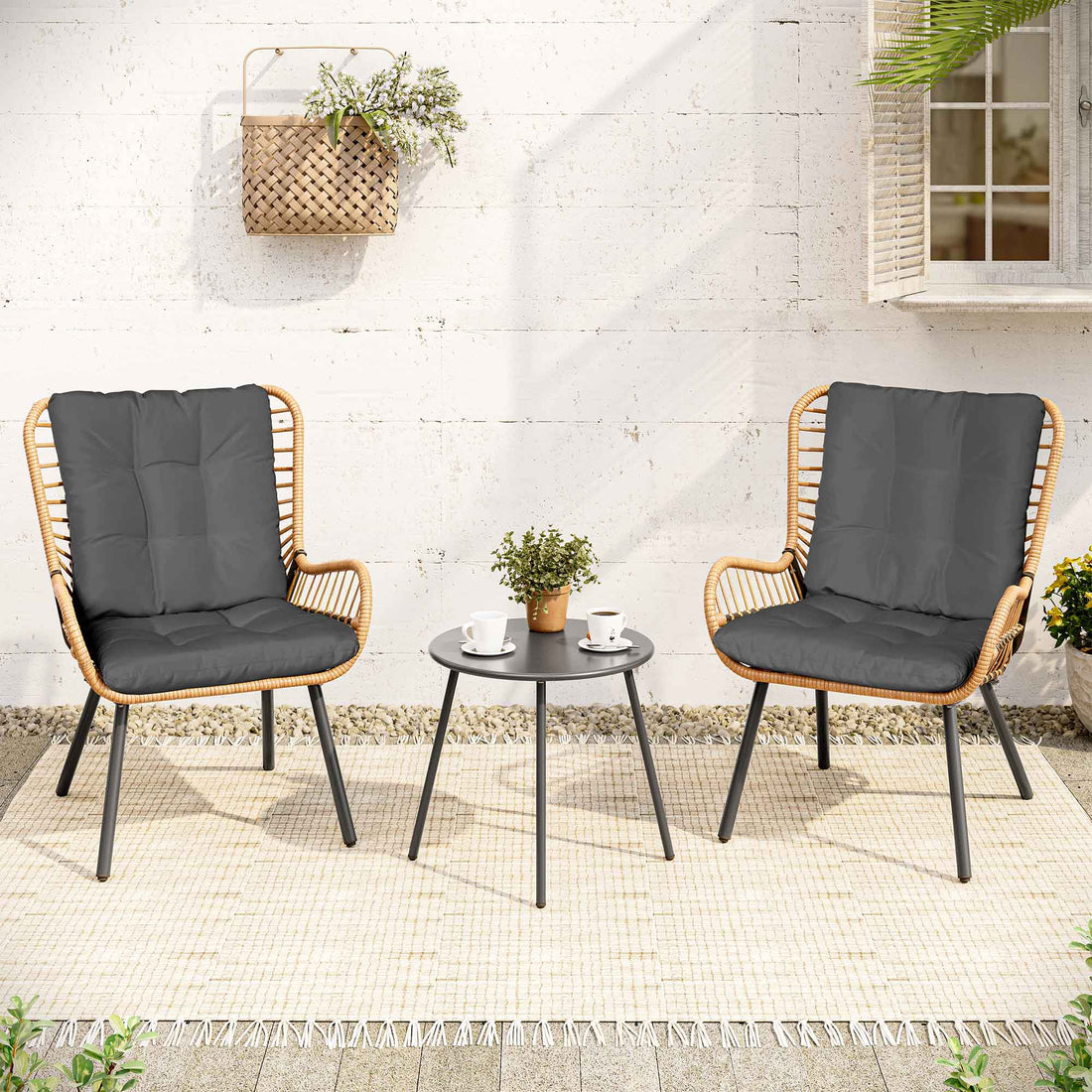 LAUSAINT HOME 3 Piece Outdoor Bistro Set with Highback