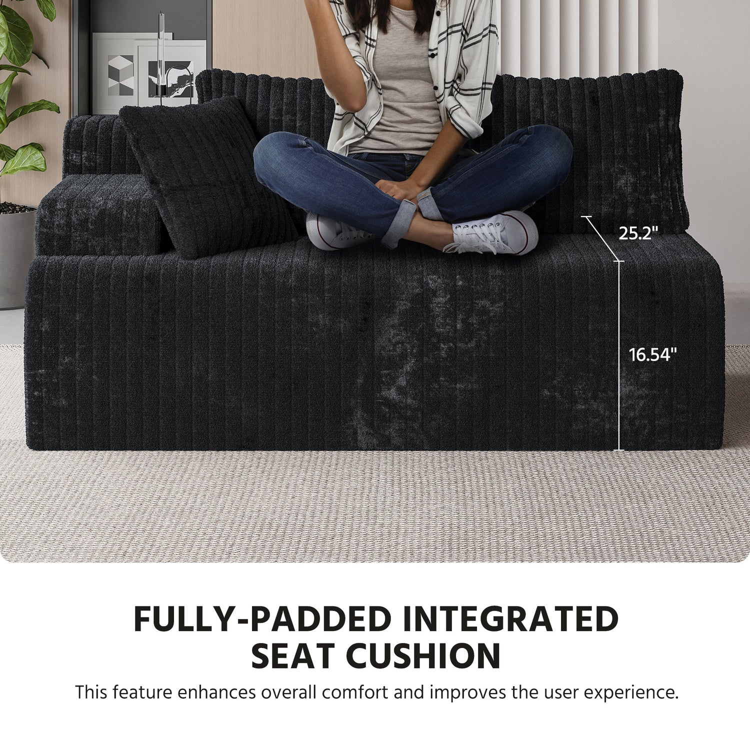 108&quot; Modular Cloud Couch Sectional, L-Shaped Boneless Sofa
