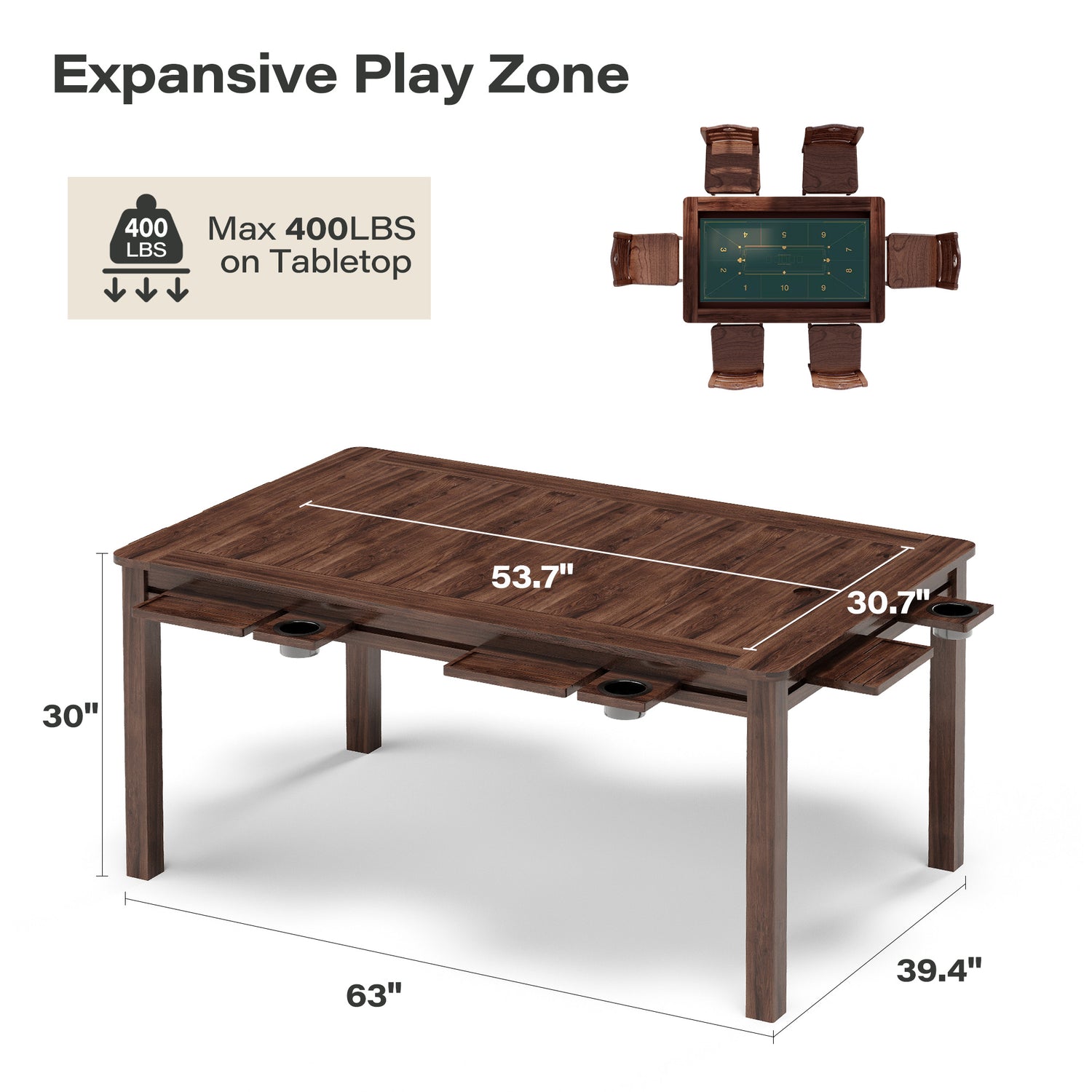 LAUSAINT HOME Board Game Table with Removable Table Top