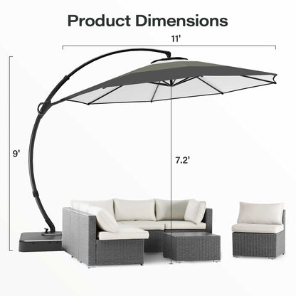 LAUSAINT HOME 11 FT Gradient Patio Cantilever Umbrella with Base