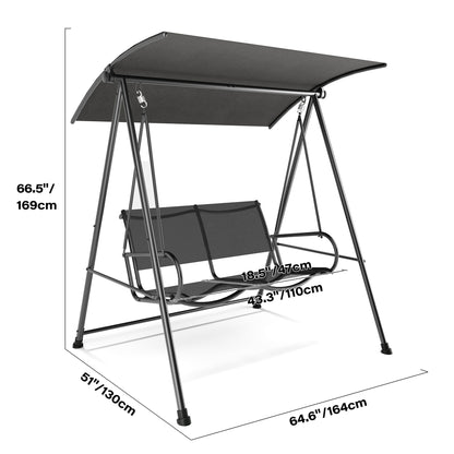 LAUSAINT HOME 3-Seat Outdoor Patio Swing Chair with Adjustable Arc Canopy
