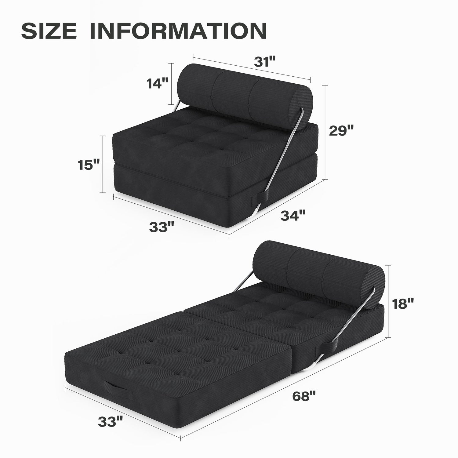 LAUSAINT HOME 4 in 1 Folding Sofa Bed