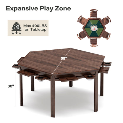 LAUSAINT HOME Hexagonal Board Game &amp; Card Table