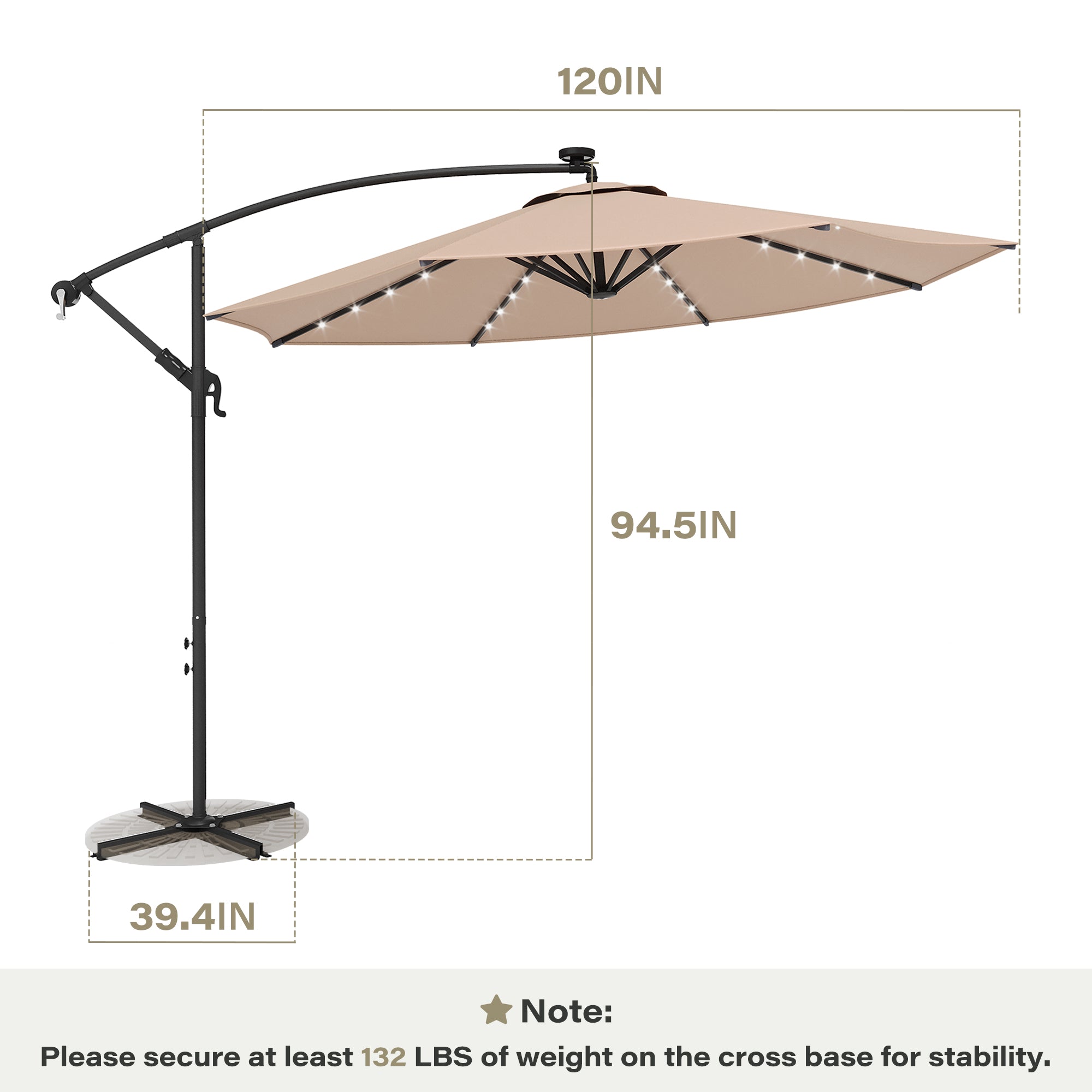 10FT Round Cantilever Patio Umbrella