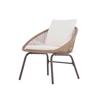4-Piece Bohemian Patio Conversation Set, Rope Woven Furniture
