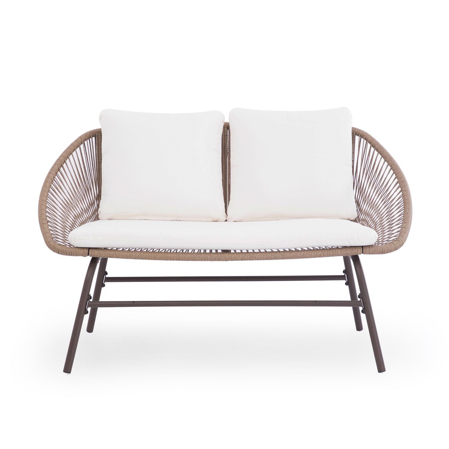 4-Piece Bohemian Patio Conversation Set, Rope Woven Furniture