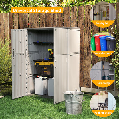 LAUSAINT HOME Vertical Storage Shed, Outdoor Storage Cabinet Resin Waterproof for Garden, Patio, Backyard