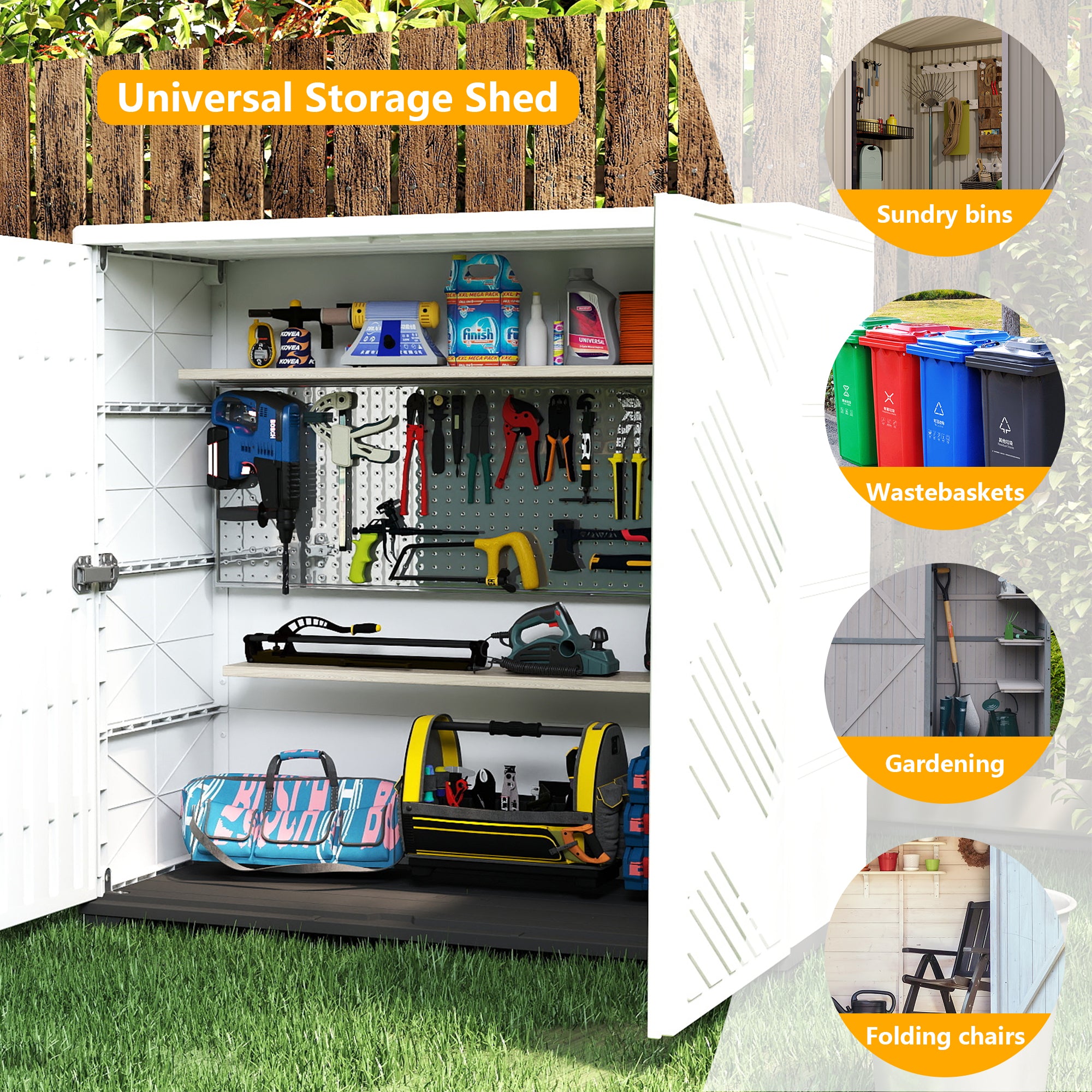 LAUSAINT HOME Decksplore Outdoor Storage Shed Weather Resistance, Horizontal Outdoor Storage Box Cabinet (No Shelves)