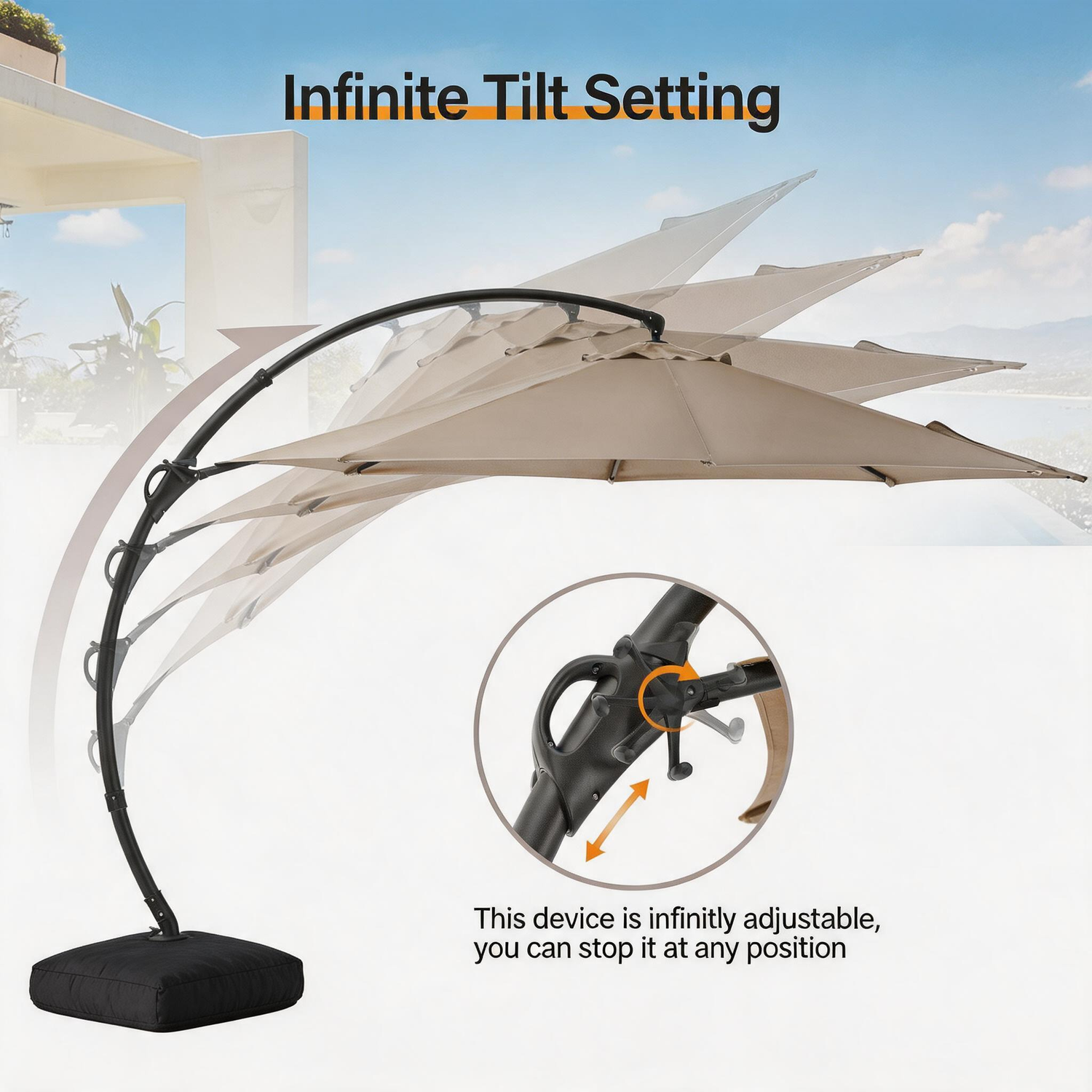 12 ft tilt patio umbrella California 12-Year Protection 9-Ft Outdoor Umbrella, Sunbrella Fade-Resistant Acrylic Fabric, Auto and Crank, Heavy-Duty Aluminum Frame/ Reinforced Ribs, Bronze Pole, Spa : Patio, Lawn & Garden and you can search for MEB6150 for the matched base PatioKingdom 9FT Outdoor Umbrella, Autotilt
