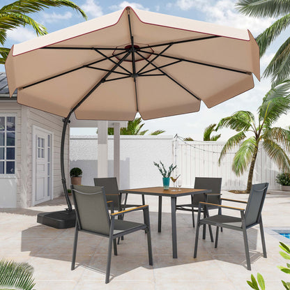 LAUSAINT HOME 11 Ft Deluxe Cantilever Umbrella, Patio Cantilever Umbrella with Base Included 360° Rotation