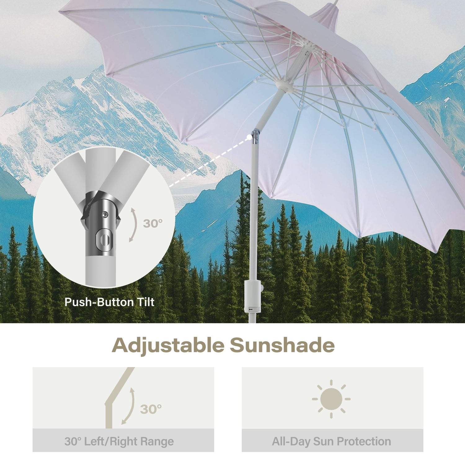 LAUSAINT HOME 9ft Outdoor Pagoda Patio Umbrella with Lights