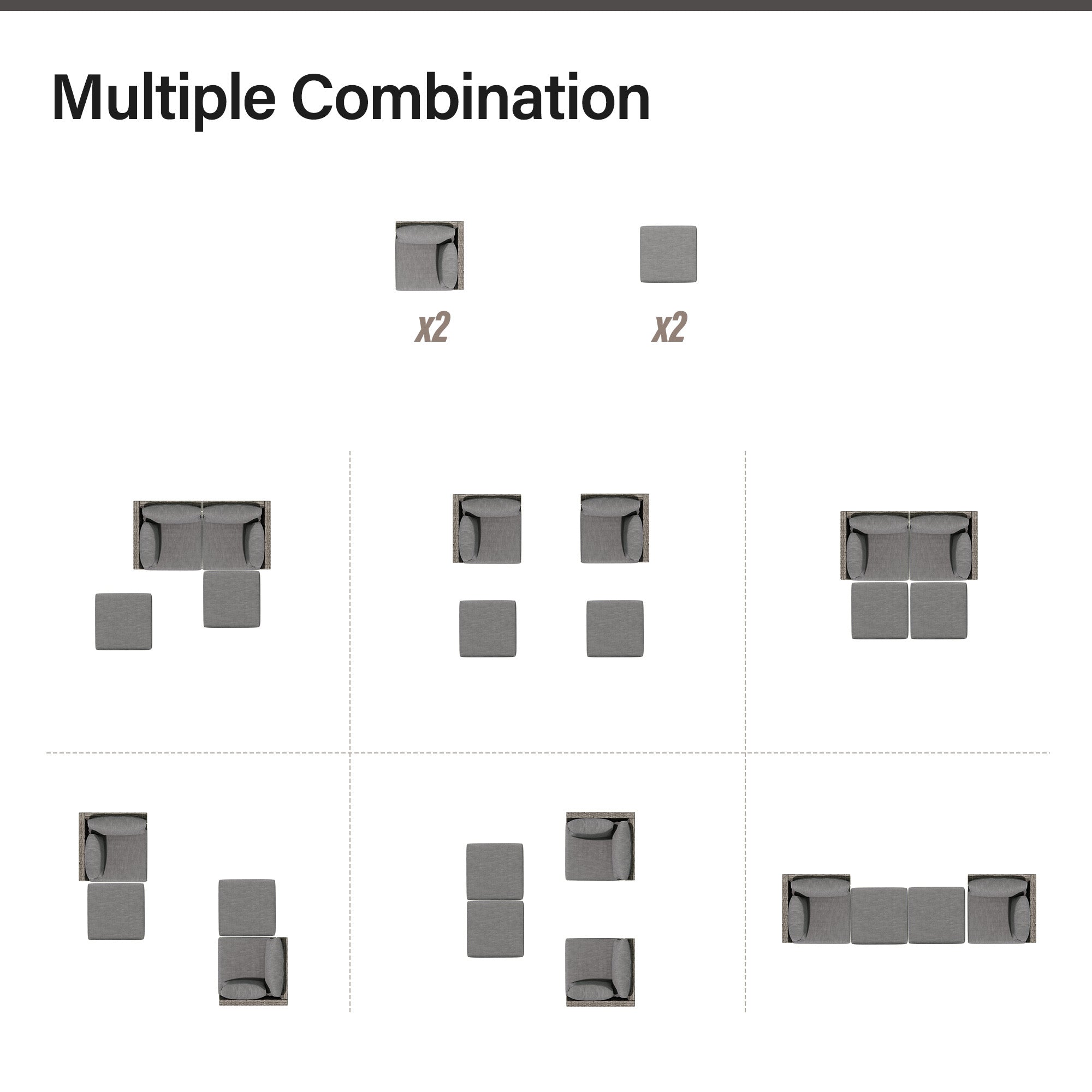 LAUSAINT HOME 4 Piece Outdoor Sectional Sofa PE Rattan Wicker Patio Conversation Sets