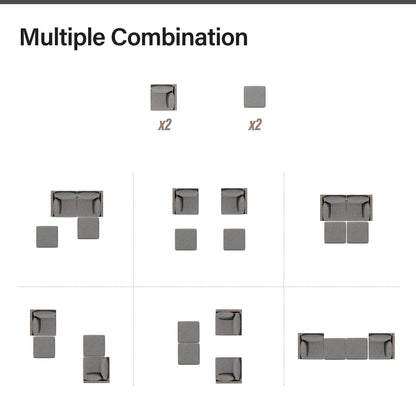 LAUSAINT HOME 4 Piece Outdoor Sectional Sofa PE Rattan Wicker Patio Conversation Sets
