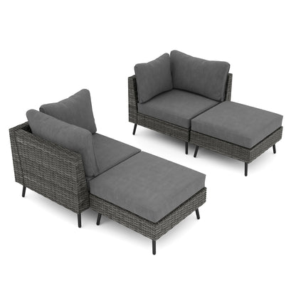 LAUSAINT HOME 4 Piece Outdoor Sectional Sofa PE Rattan Wicker Patio Conversation Sets