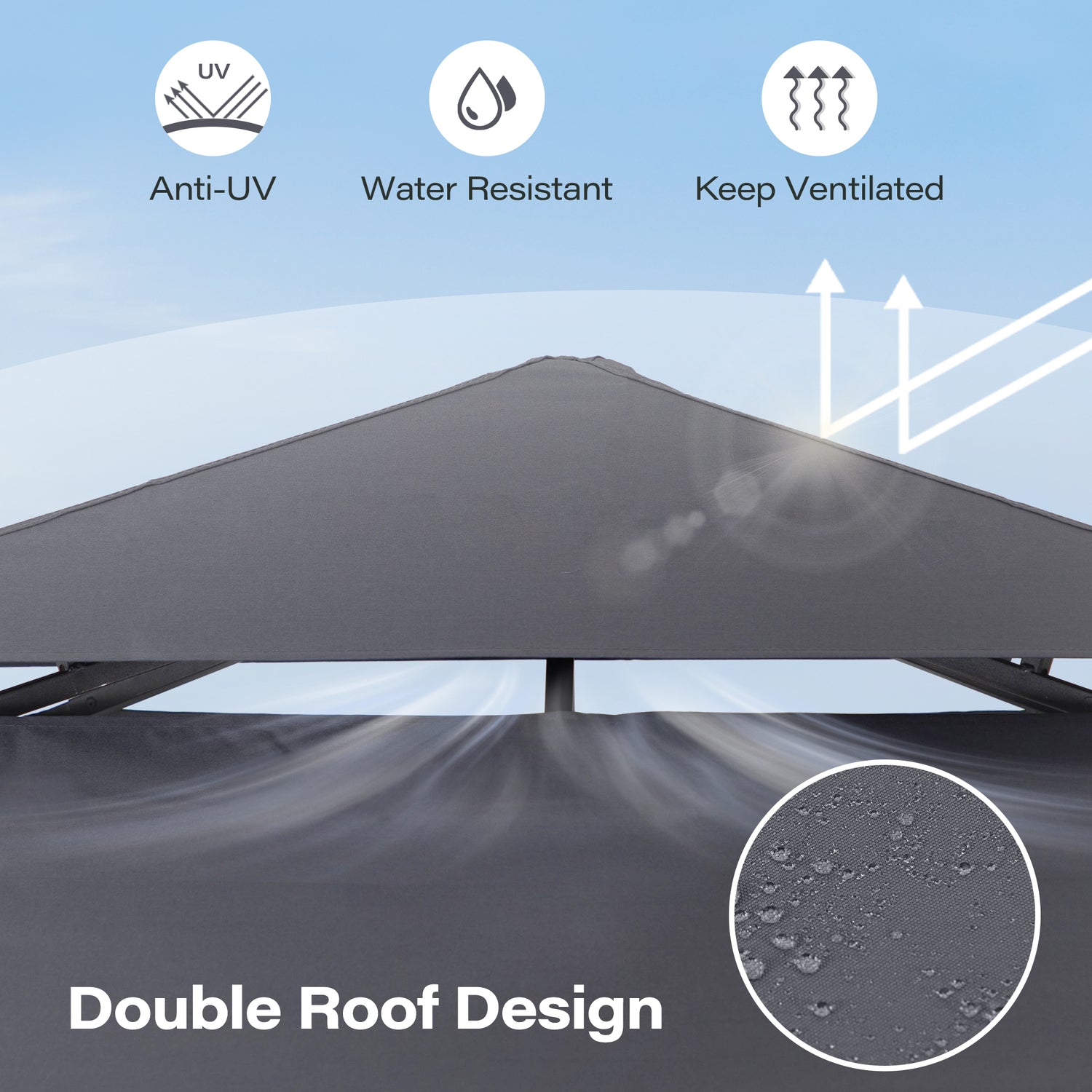 LAUSAINT HOME 8x5 FT Outdoor Grill BBQ Gazebo with 2-Tier Vented Top
