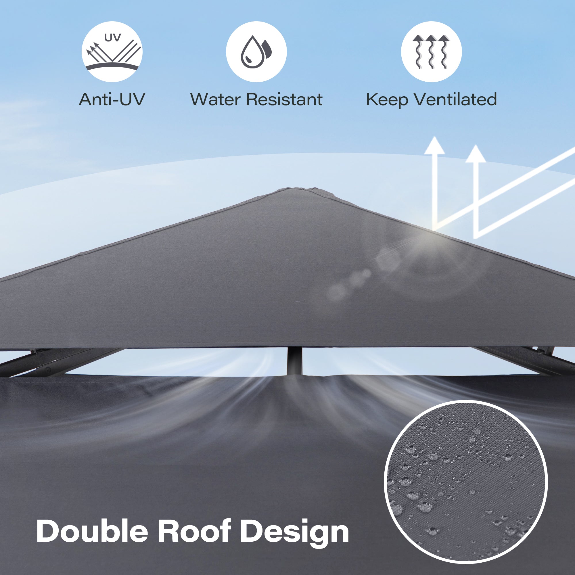 LAUSAINT HOME 8x5 FT Outdoor Grill BBQ Gazebo with 2-Tier Vented Top