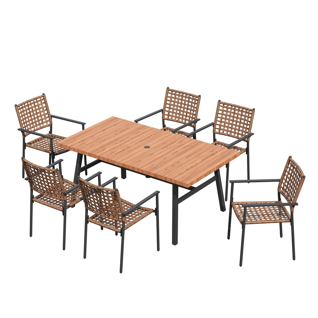 7 Pieces Outdoor Rattan Patio Dining Set