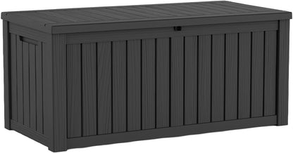 LAUSAINT HOME Resin Deck Box for Outdoor Storage - Weatherproof Patio Storage Bench