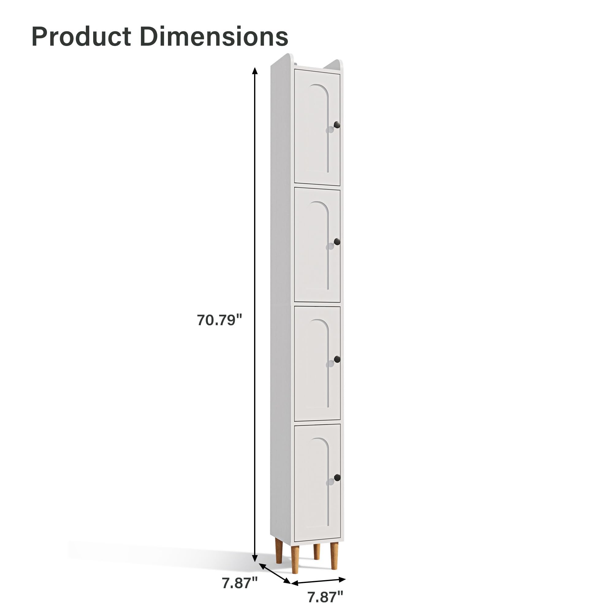 LAUSAINT HOME Tall Narrow Storage Cabinet, Slim Bathroom Storage Cabinet with 4 Shelves