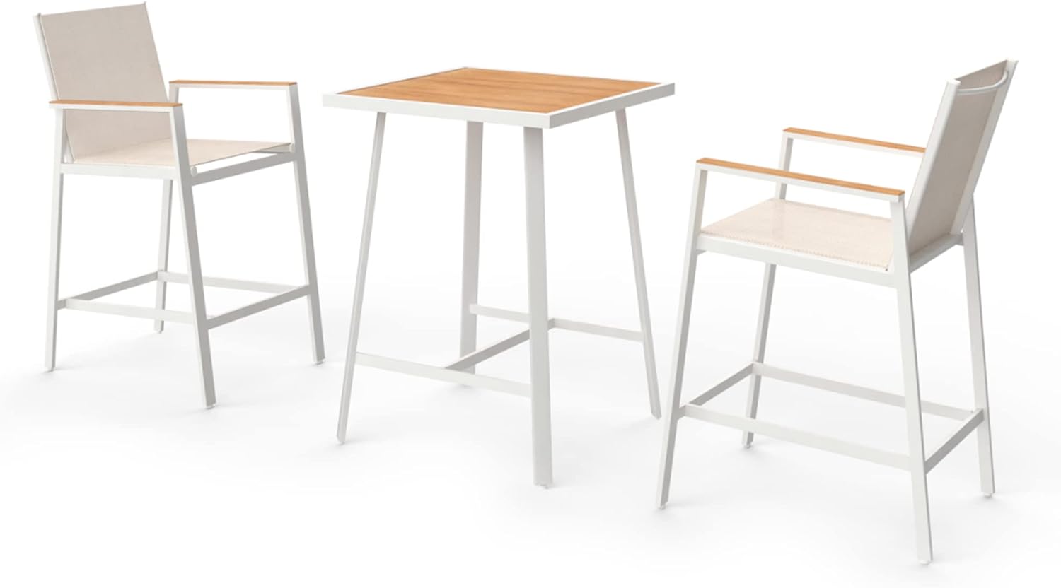 LAUSAINT HOME 3-Piece Patio Bar Set, All Weather Textilene Bar Height Table and Chairs Set