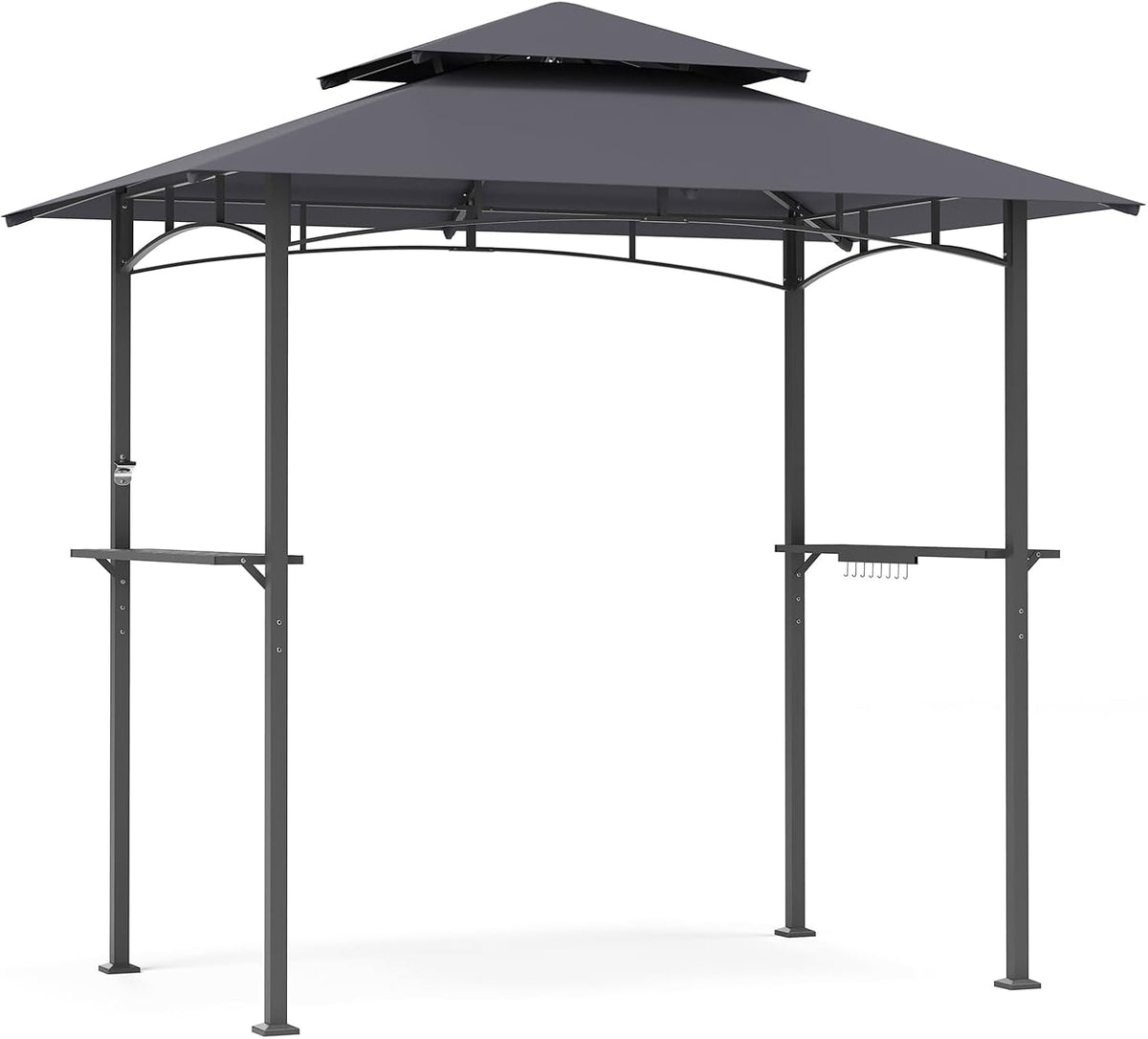 LAUSAINT HOME 5x8 FT Outdoor Grill Gazebo Canopy, BBQ Gazebo with 2-Tier Vented Top, 2 Durable Shelves &amp; Metal Frame Grill ShelterDark Gray