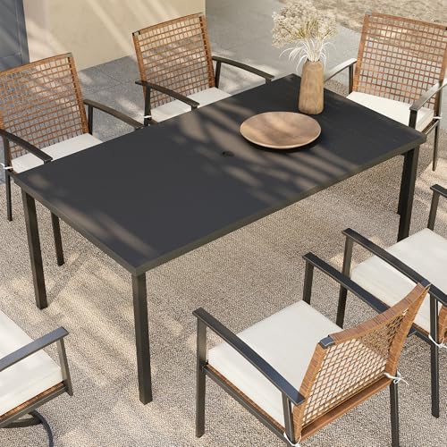 LAUSAINT HOME Outdoor Dining Table for 4, Square Table with Umbrella Hole