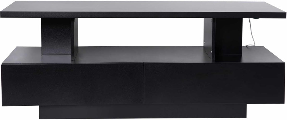 LAUSAINT HOME Coffee Table with Storage, 2-Tier LED Coffee Tables