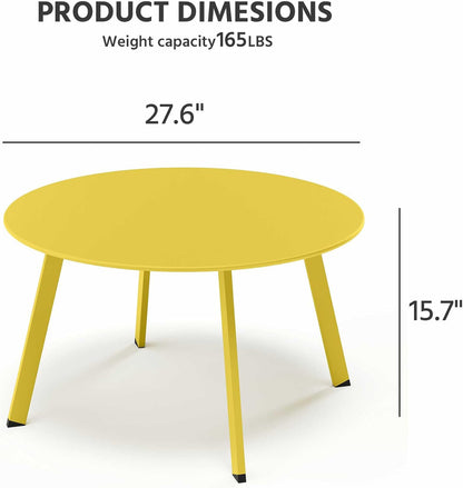 LAUSAINT HOME 27.6” Patio Round Coffee Table Metal Patio Side End Table Weather Resistant