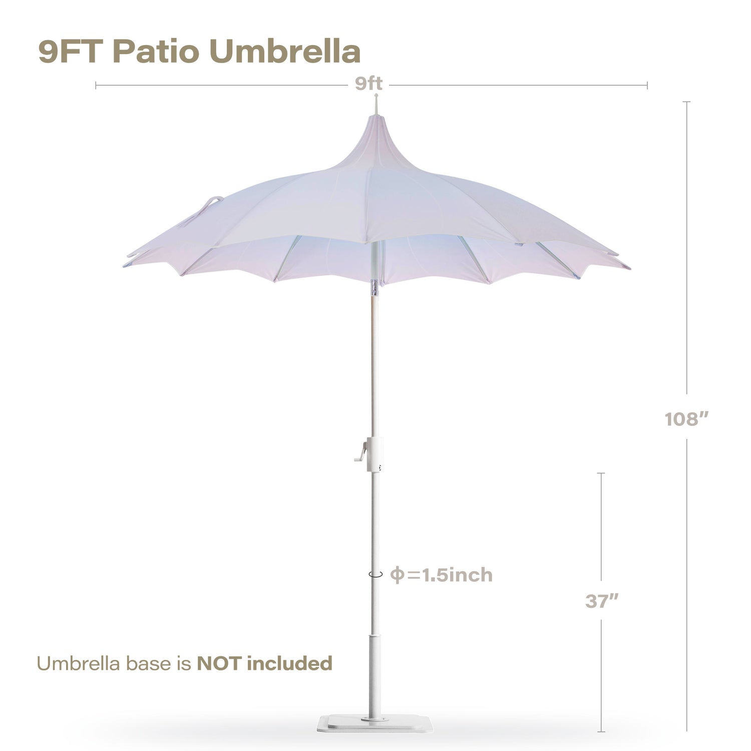 LAUSAINT HOME 9ft Outdoor Pagoda Patio Umbrella with Lights