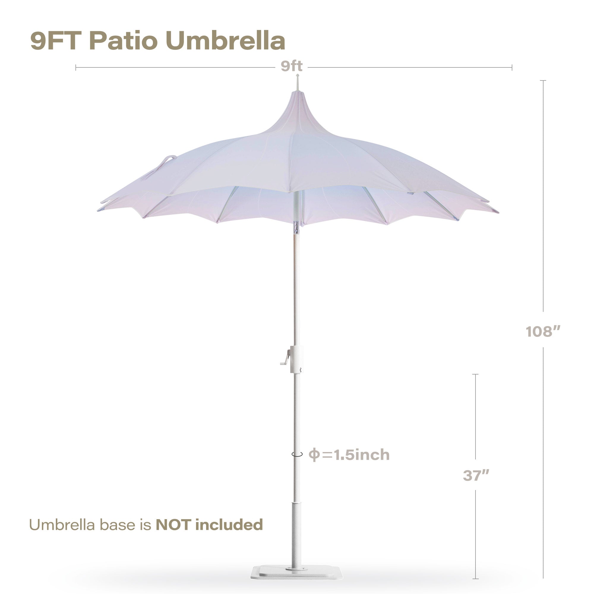 LAUSAINT HOME 9ft Outdoor Pagoda Patio Umbrella with Lights