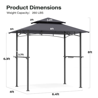 8x5 FT Outdoor Grill Gazebo
