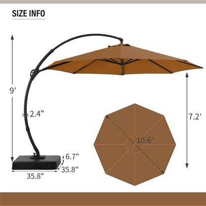 LAUSAINT HOME 10 Ft Outdoor Patio Umbrella with Base included, Deluxe Curvy Cantilever Umbrella, 360° Rotation