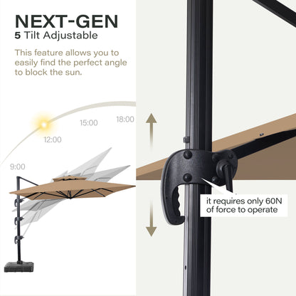 9x12FT Rectangular Large Cantilever Umbrella